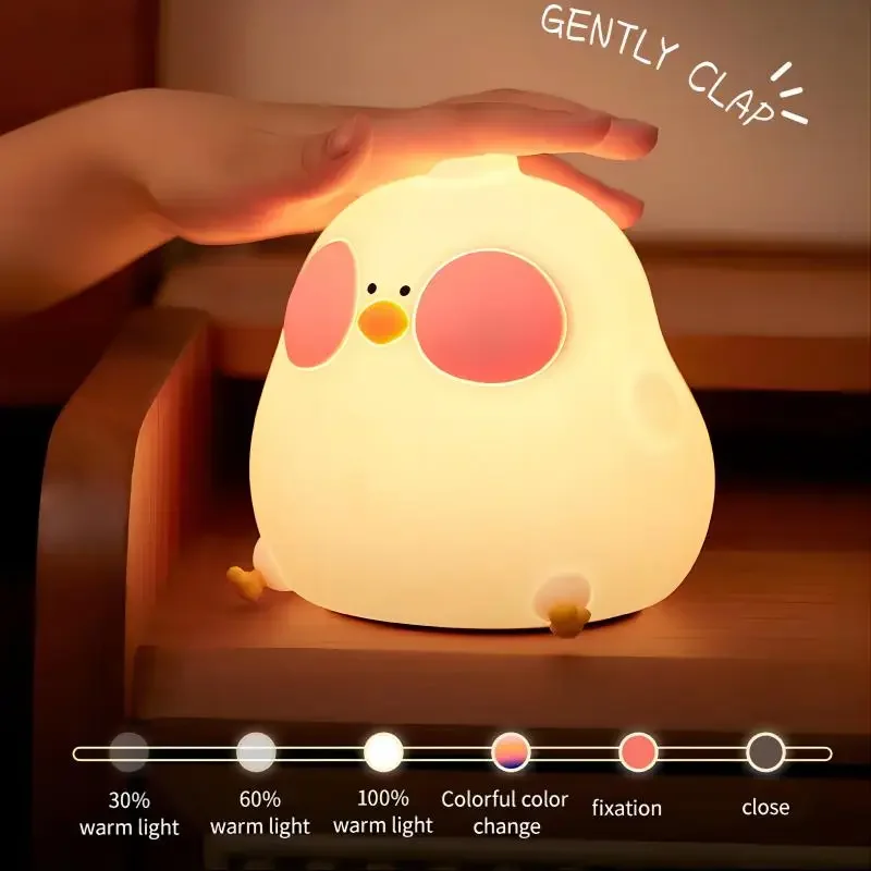 

LED Chicken Silicone Night Light Touch Sensor Cartoon NightLight for Children Bedroom Bedside Sleeping Decorations Birthday Gift