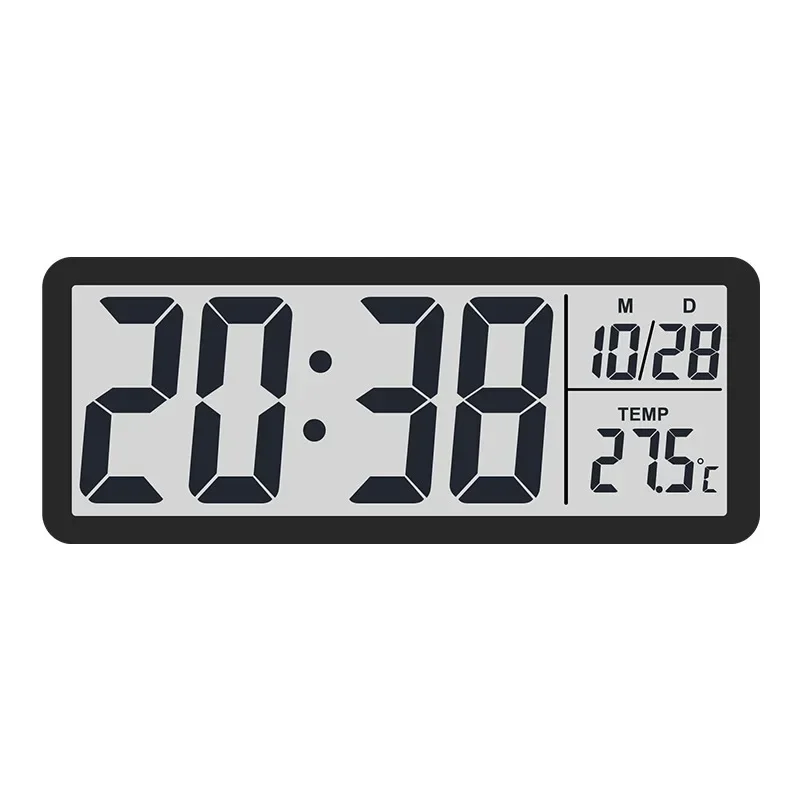 Sleek Digital Wall Clock with Multifunctional Display - White