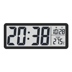 Sleek Digital Wall Clock with Multifunctional Display - White (Black)