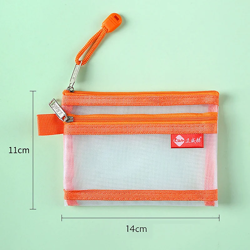 Small Mesh Double Layer Coin Bags Money Wallet Purse Portable Bus ID Credit Card Storage Bag Earphone Cable Line Organizer Pouch