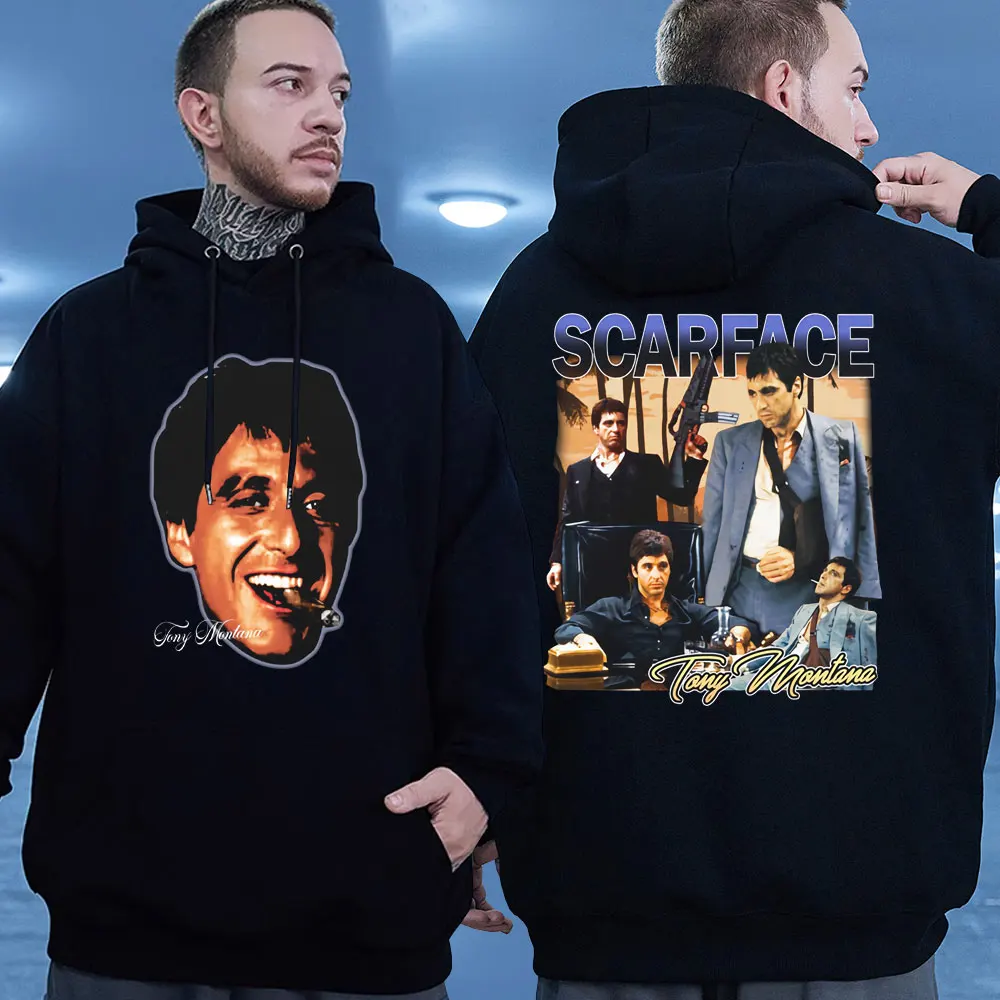 

90s Vintage Movie Scarface Al Pacino Tony Montana Graphic Printed Hoodies Men Oversized Streetwear Sweatshirts Hoodie Unisex