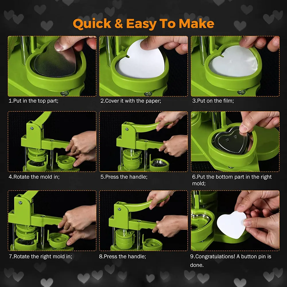 Heart-Shaped Badge Button Maker Parts Blank Pin Badges Press Button Parts DIY Badge Making Machine Part Supplies 50/100/200PCS badge parts button making supplies