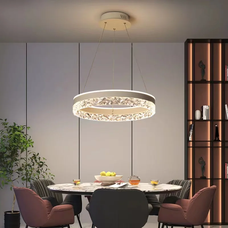 북유럽 크리에이티브 모던 LED 샹들리에 천장 밝기 조절 라운드 샹들리에, 거실, 식당, 침실, 광택 조명 기구