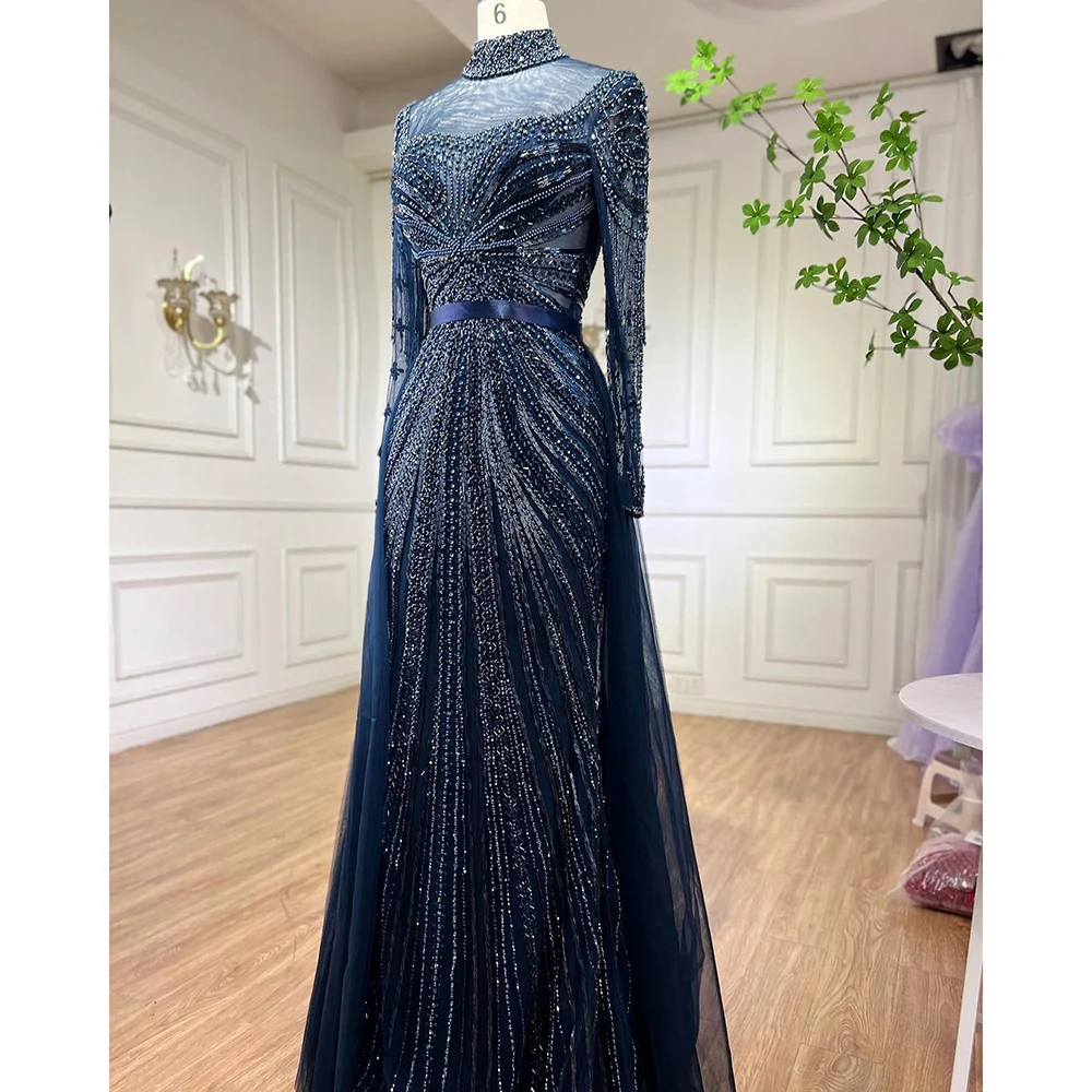 Nude Muslim Mermaid Elegant Evening Dresses Gowns 2023 Beaded Tassel Luxury For Women Party BLA71533 Serene Hill