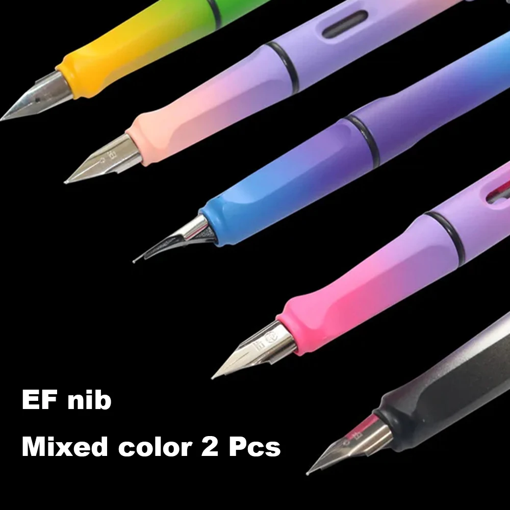 2Pc EF 0.5 0.38mm Gradient Matte Fountain Pens Business Office Fountain Pen Student School Stationery Supplies Ink Colored nibs