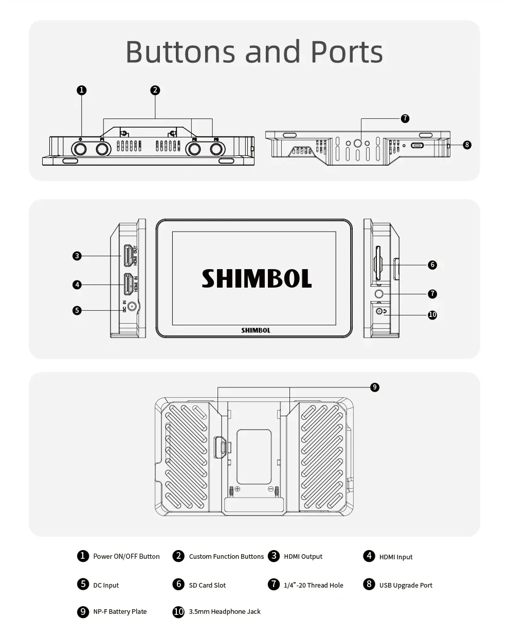 SHIMBOL M5 5.5" 1200nite 3D LUT 4K HDMI- HDR Touchscreen on Camera Monitor HD Re