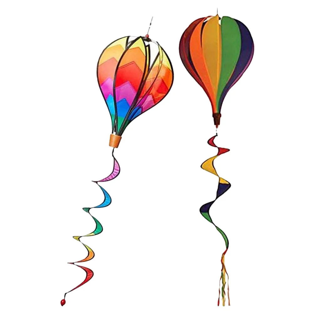 

2pcs Spiral Hot Air Balloon Pendants Garden Yard Hanging Wind Spinners Decorations