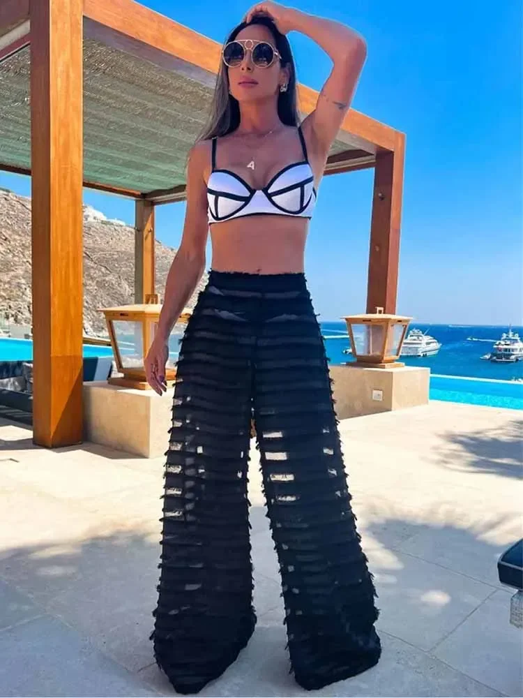 

2023 Summer New Bikini Three Piece Set Women's Swimsuit Sexy Long Pants Beach Outing Swimwear Vacation Swimsuits Women Clothing