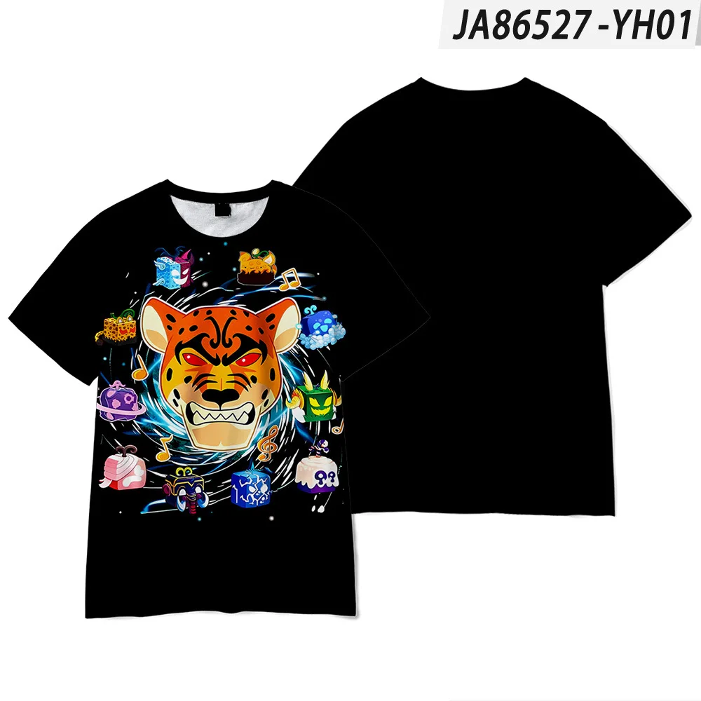 New Summer 3D ROBLOX Game Blox Fruits Fashionable Comfortable Simple Casual Sports Short-sleeved T-shirt Children's Clothing 6