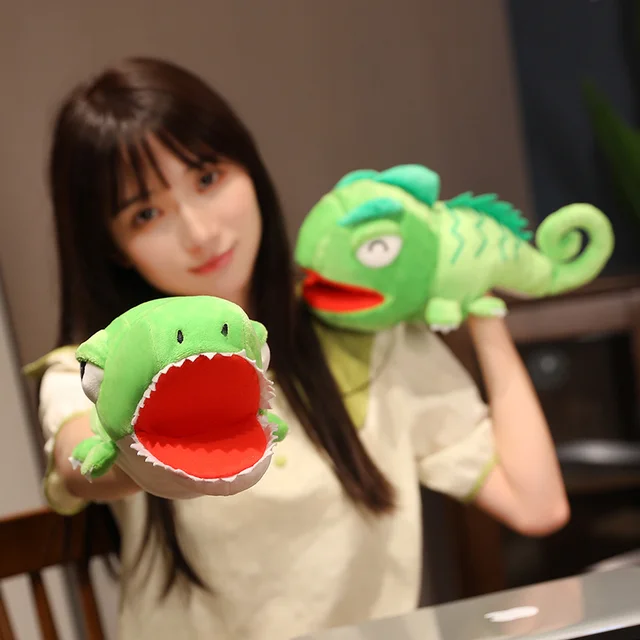 Cute Ocean Series Plush Hand Puppet Cute Animal Chameleon Crocodile Shark Blue Whale Clownfish Plush Soothe Baby Toys Boy 2