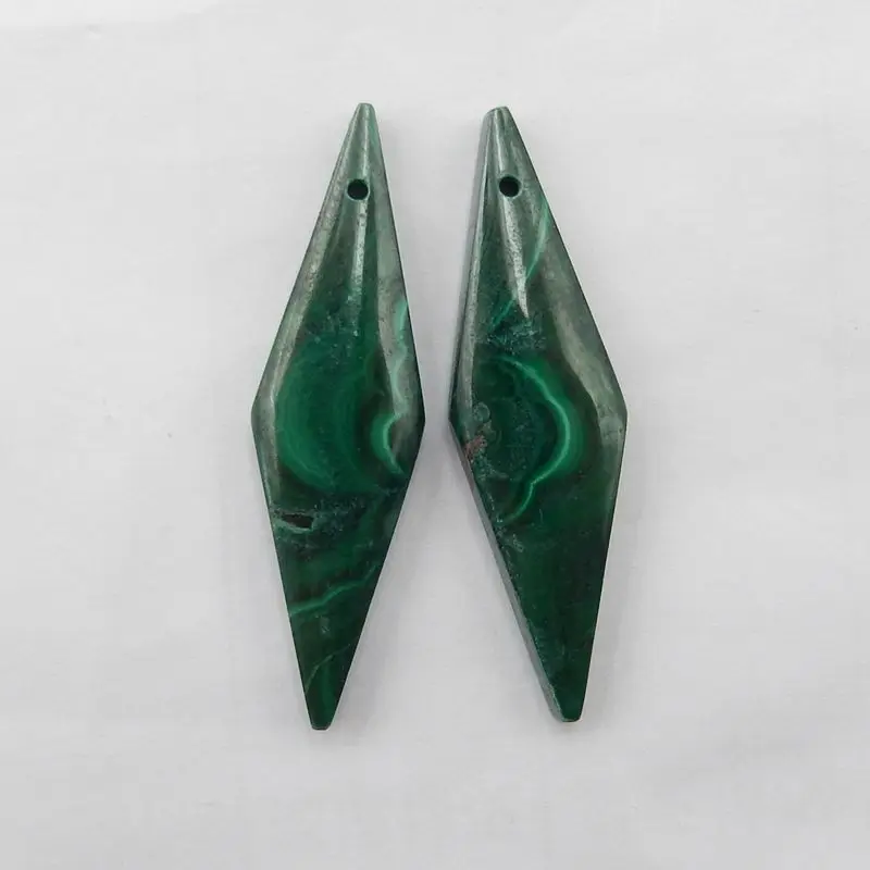 Semiprecious Stones Jewelry Natural Malachite Drilled Earring Bead Accessories For Women,39x11x5mm,7g