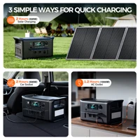 Générateur solaire portable CTOLITY 1800W, kit complet avec panneau solaire 200W, batterie LiFePO4 1024WH, station d'alimentation UPS pour l'extérieur 5
