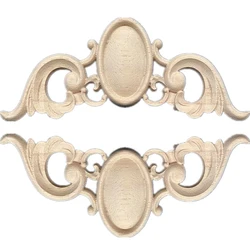 2PCS 16cm Wood Carved Corner Onlay Applique for Home Furniture Door Decorate Wall Cabinet Unpainted Safety Decoration