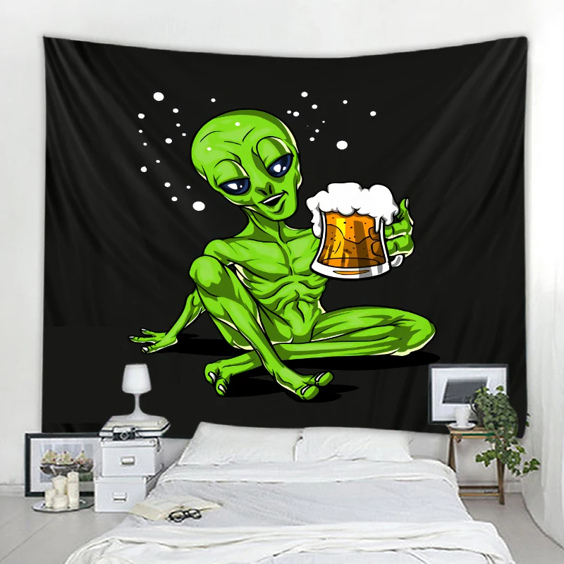 Sci-Fi Alien Decorative Tapestry Mandala Boho Hippie Wall Decor Tapestry Wall Covering Home Decor Cute Room