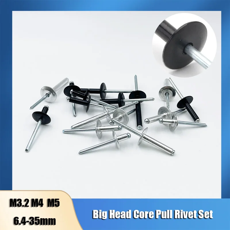 Rivets and Fasteners Rivets and Screws 20-40pcs Aluminum Large Flange Pop Open Hollow Blind Rivets Large Cap Leaf Bolt Dropper Self-plugging Rivet Decoration Pull Nail