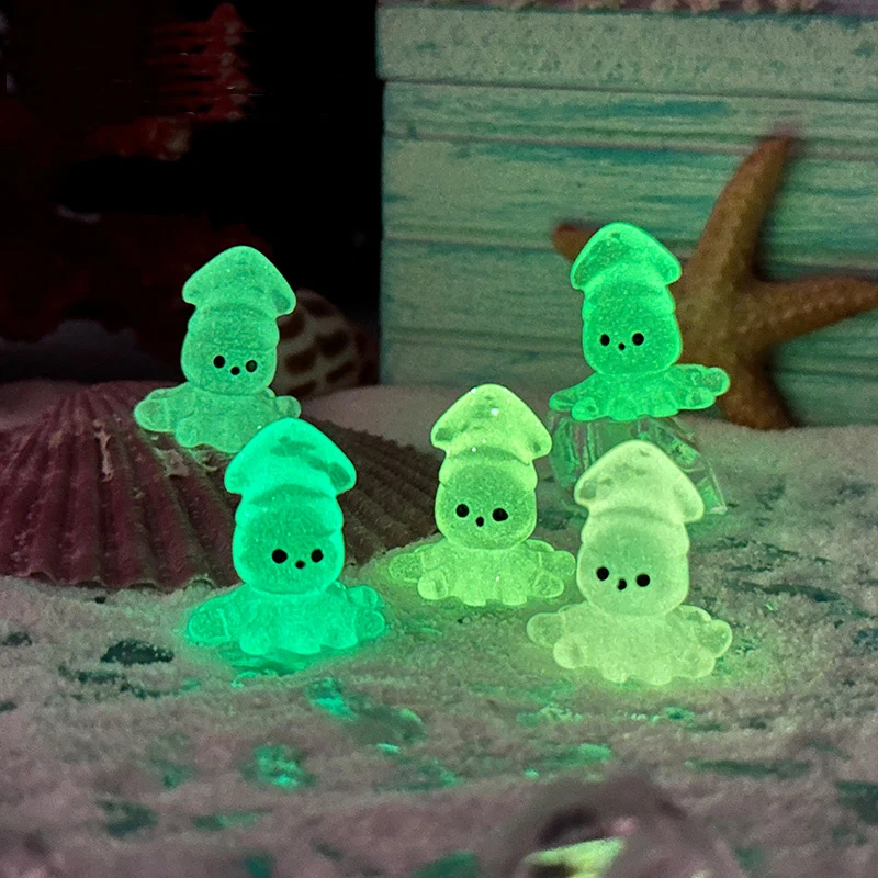 48 Mini Polpi Luminosi Al Buio In Resina - Figure In Miniatura Per Terrari, Giardini Fatati E Micro Paesaggi - copertina