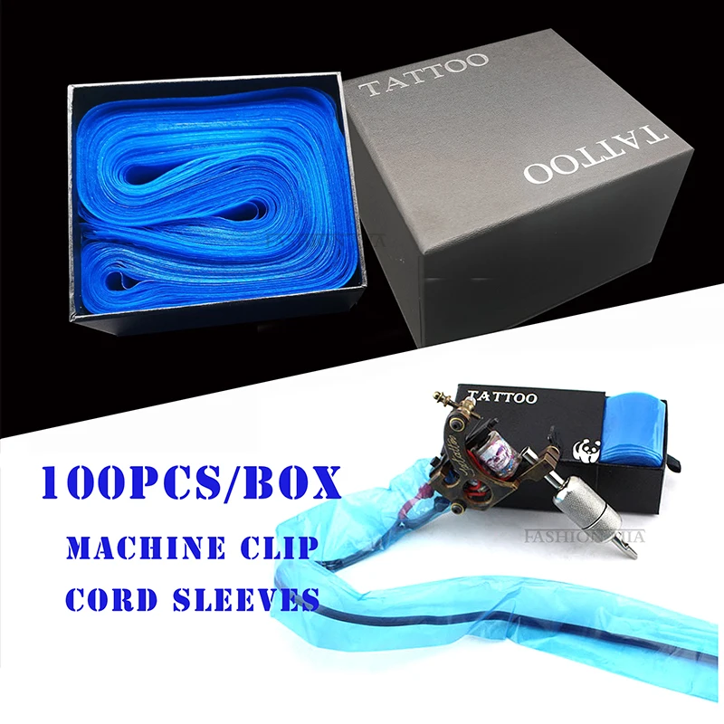 

100Pcs Disposable Black/Blue Tattoo Clip Cord Sleeves Covers Bags Supply for Tattoo Machine Tattoo Accessory