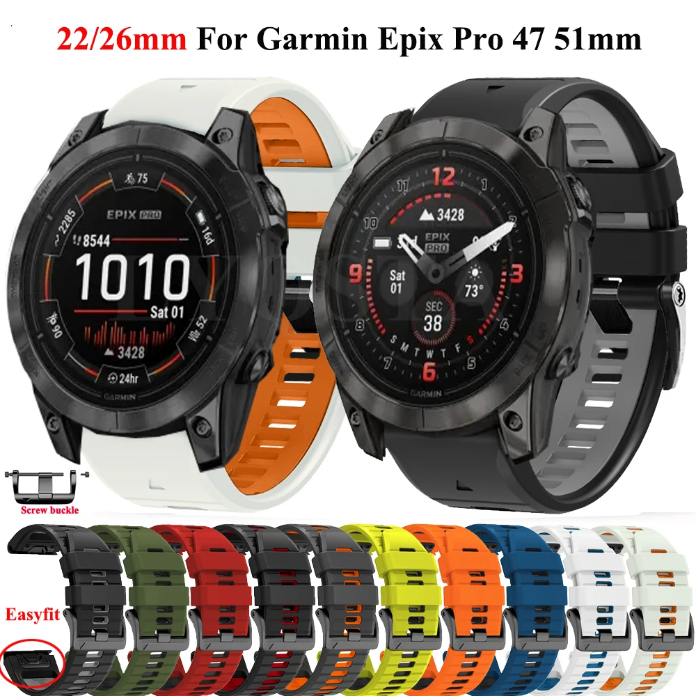 Cinturino In Silicone Traspirante Quickfit Per Garmin Epix Pro Gen 2 47Mm/Fenix 7 Pro 6 5/Instinct 2/Forerunner 945 955/Marq 2 Cinturino