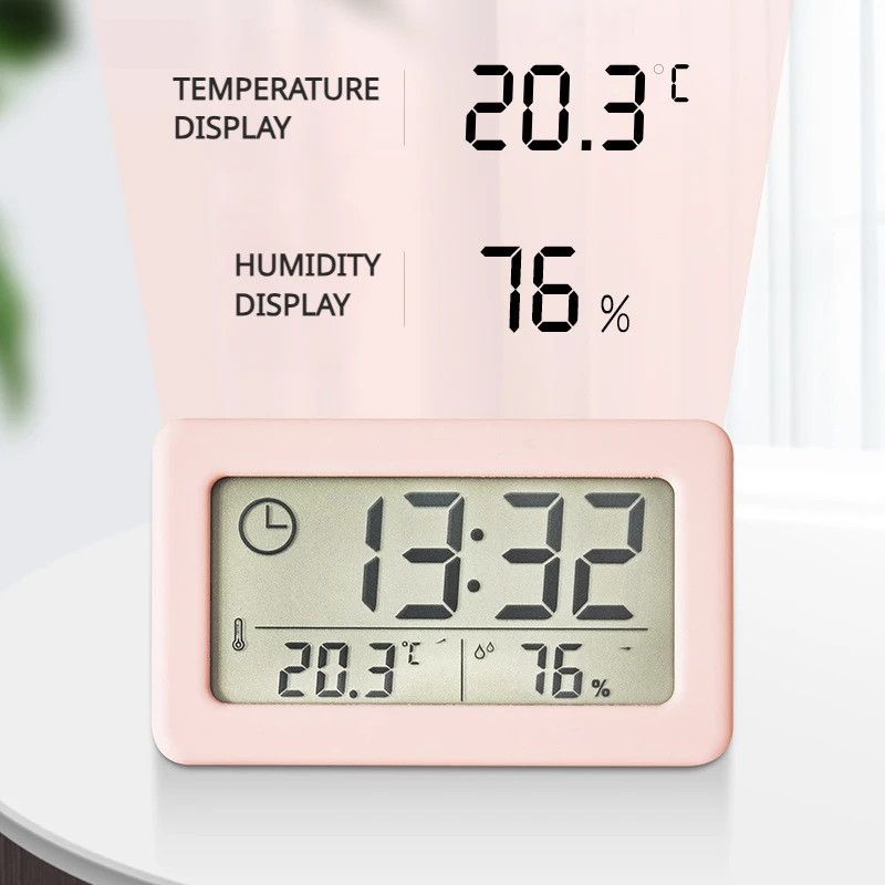 Mini Digitaluhr Temperatur Luft feuchtigkeit tragbare Tisch uhr Thermometer  Hygrometer 12/24h batterie betriebene LED-Uhr - AliExpress