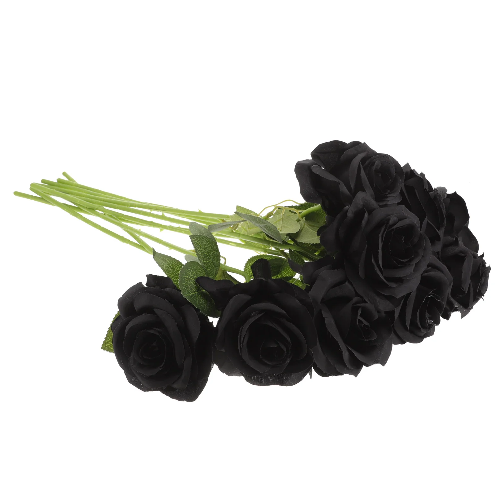 

Halloween Wedding Decorations Fake Black Flowers Bouquet Gothic Indoor Decors Artificial Roses with Stems Faux Vase for