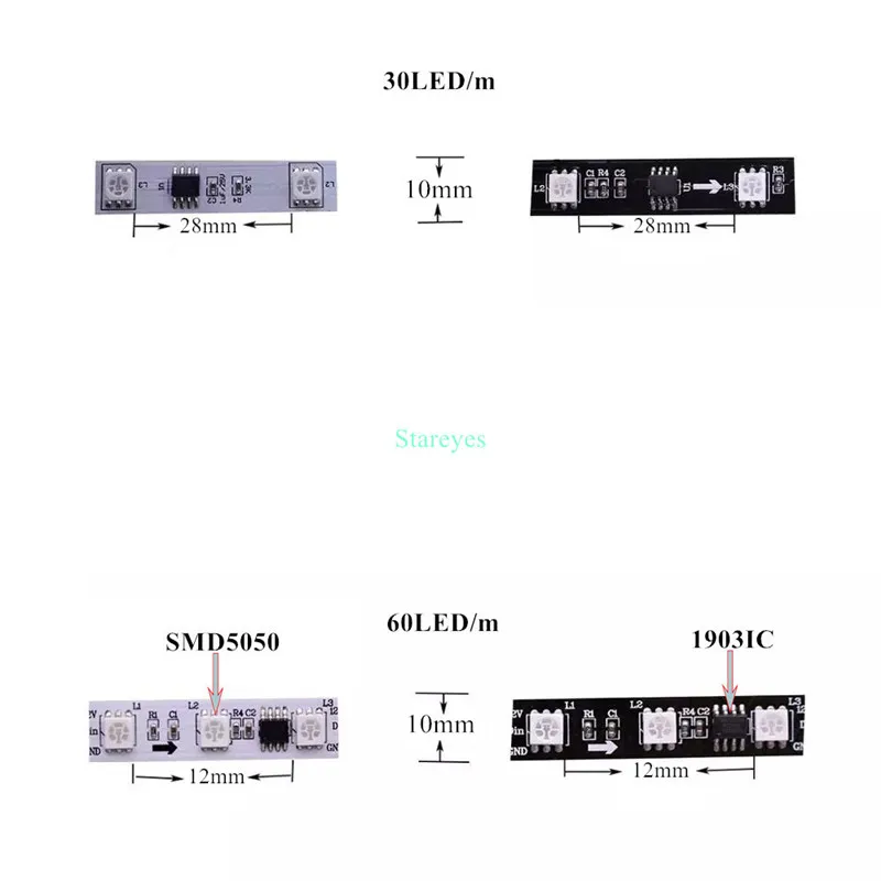 1 Piece Magic color SMD5050 5m UCS1903 WS2811 DC12V WS2812B DC5V RGB LED Strip Individually Addressable Digital Led Tape Ribbon