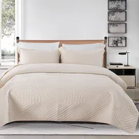 Plush Velvet Quilt Set, Bedspread on the Bed, Embroidered Comforter, Lightweight Quilted Bed Cover, Padding Coverlets, King 3Pcs 5