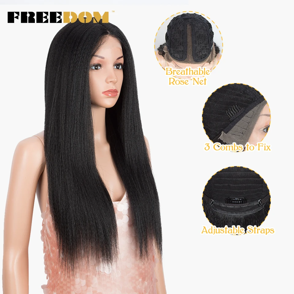 FREEDOM Synthetic Lace Front Wigs For Black Women Yaki  display picture 3