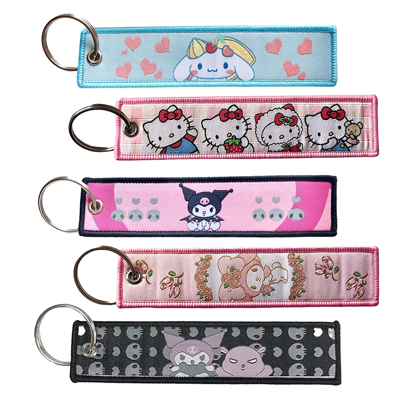 

Kawaii Anime брелок Hello Kitty милый мультяшный вышитый брелок для ключа автомобиля держатель для девочек милые подарки