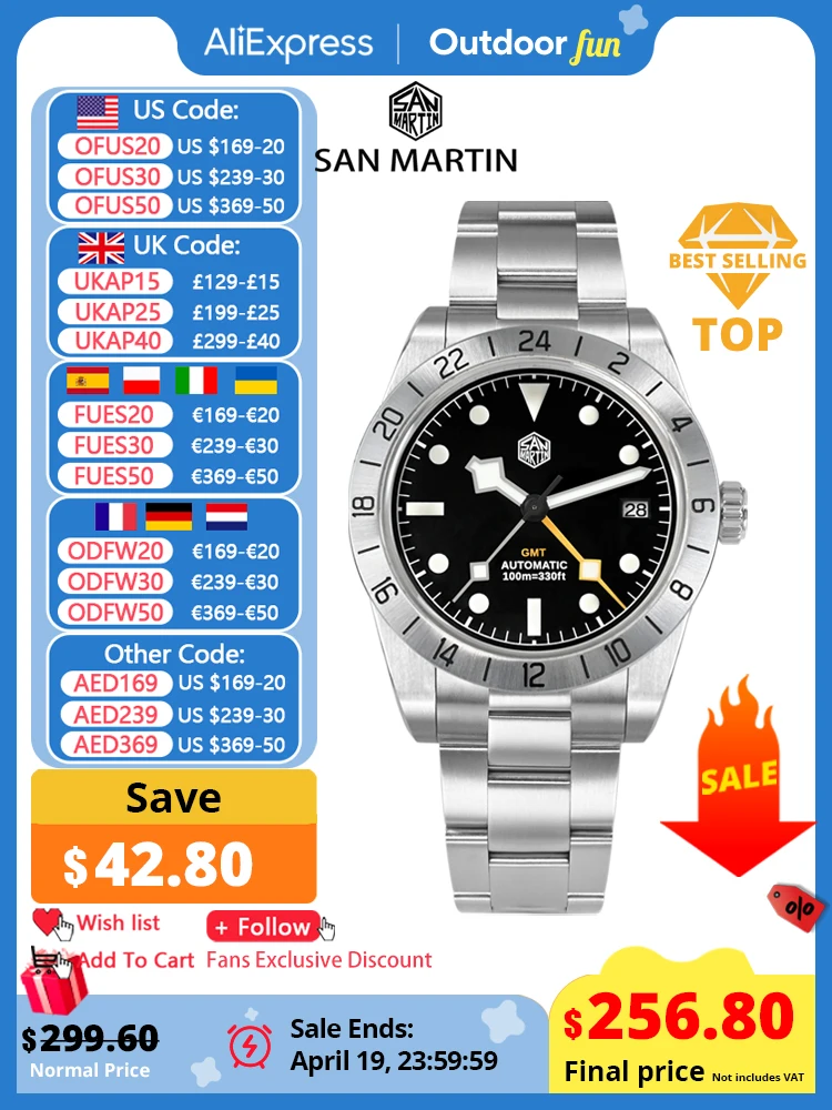 San Martin 남성용 비즈니스 드레스 시계, NH34 39mm BB GMT 럭셔리 시계, 자동 기계식 사파이어 날짜, Windows BGW9