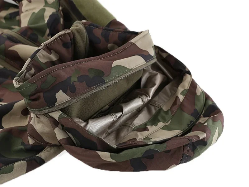 Veste tactique camouflage hiver col montant polaire épaisse imperméable pour pêche et outdoor