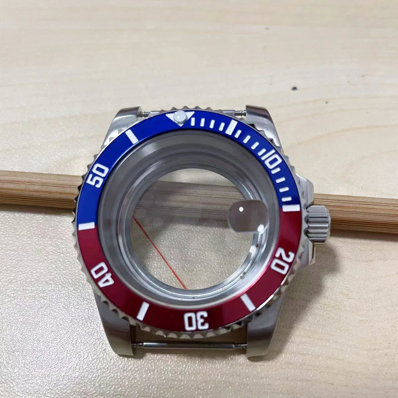 Men's 40mm Steel Watch Case with Sapphire Crystal and Transparent Back