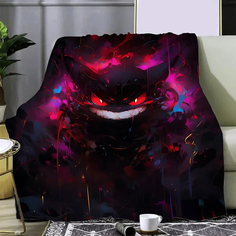 Anime Pokemon Gengar Printed Blanket Picnic Blankets Warm Blanket Soft and Comfortable Blanket Home Travel Birthday Gift 3