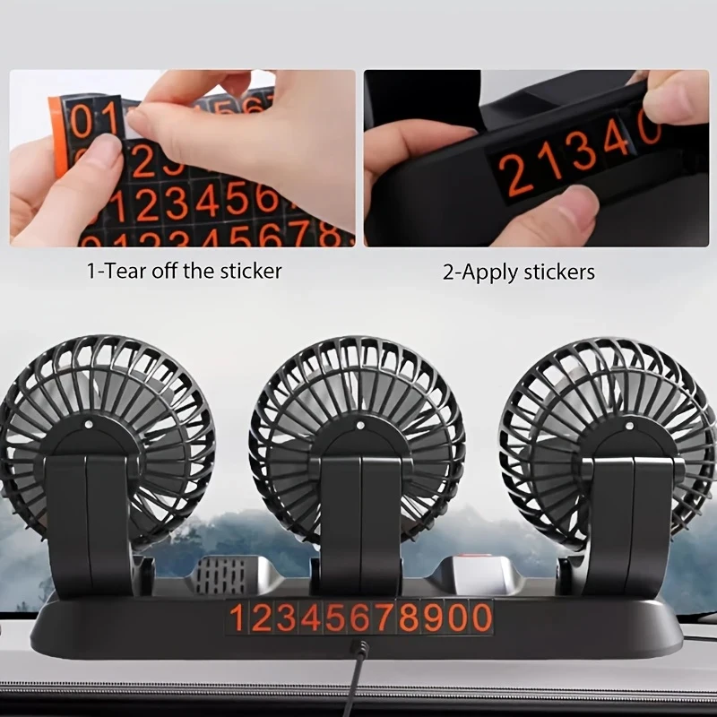 1/2/3 Head Car Fan 360° Adjustable Air Fan Automotive Electric Fan USB/12V/24V Fan 2 Speeds Car Silent FanHome Desk Office&Car