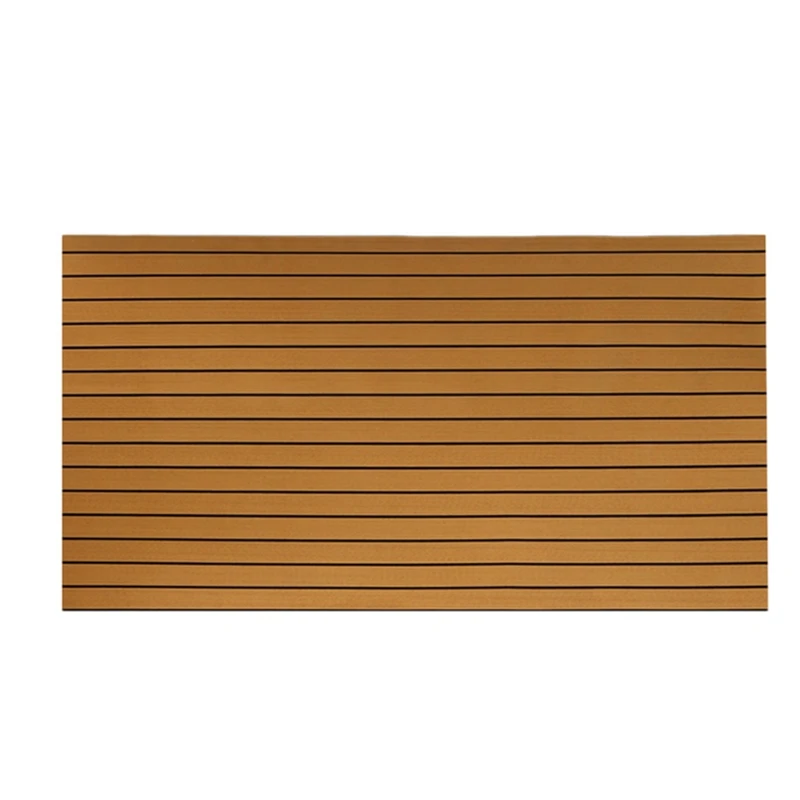 

Self-Adhesive 600X2400x60mm Light Brown Plus Black Edge Eva Striped Anti-Teak Boat Floor Piece Yacht Synthetic Teak Decorative M