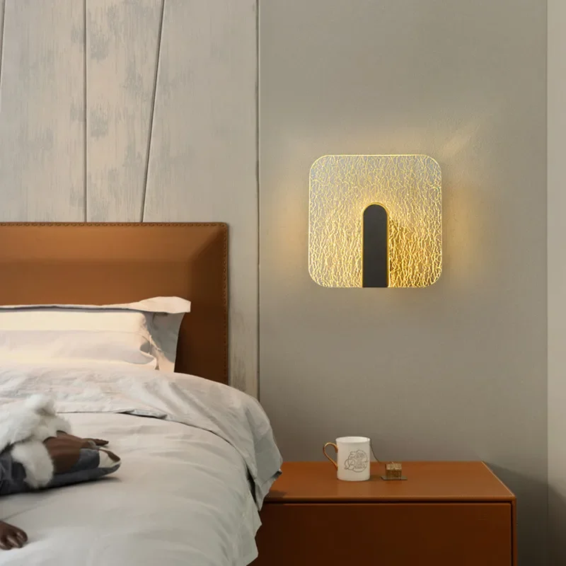 Bedroom Bedside LED Wall Lamp Modern Light Luxury Round Square Gold Indoor Background Decor Sconce Living Room Stairs Fixtures