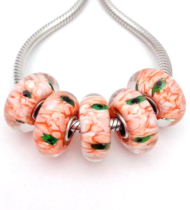 

YG595 5X 100% Authenticity S925 Sterling Silver Beads Murano Glassbeads NEW Fit European Charms Bracelet Diy Jewelry Lampwork