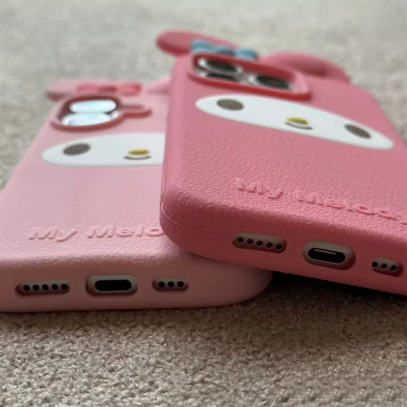 Kawaii 3D Bow My Melody Cartoon Silicone Phone Case - Pink Soft Anime Design