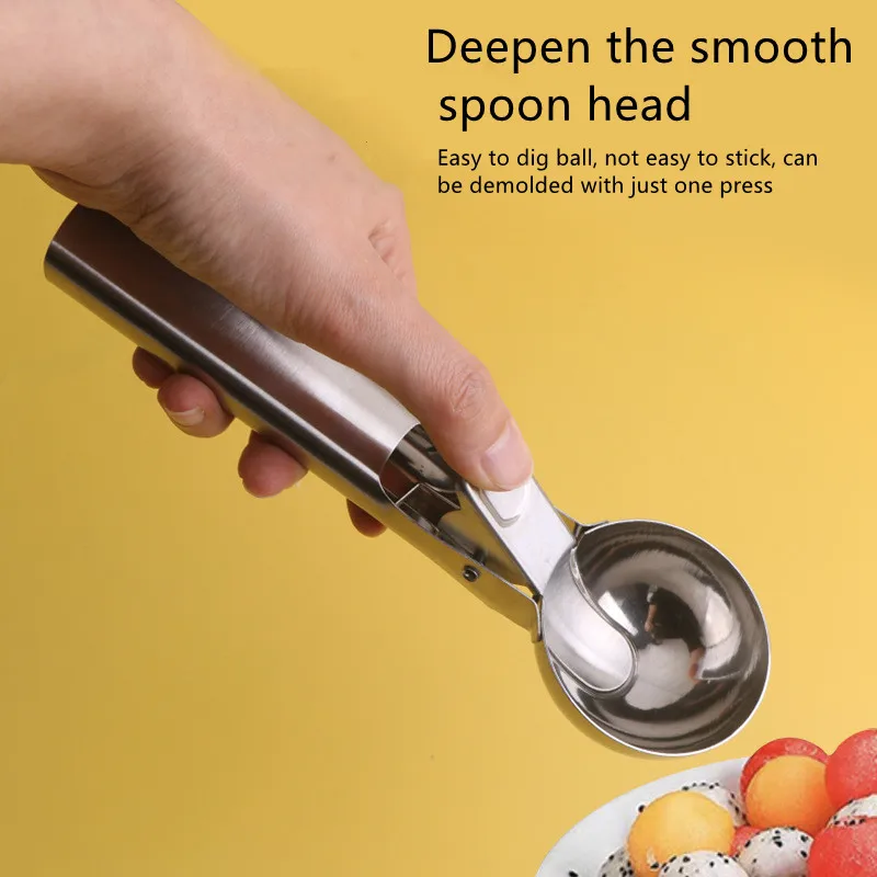 Multifunctional Ice Cream Scoops Stainless Steel Dual-Purpose Scoop Fruit Watermelon Spoon Ball Scoop Household Ice Cream Tools