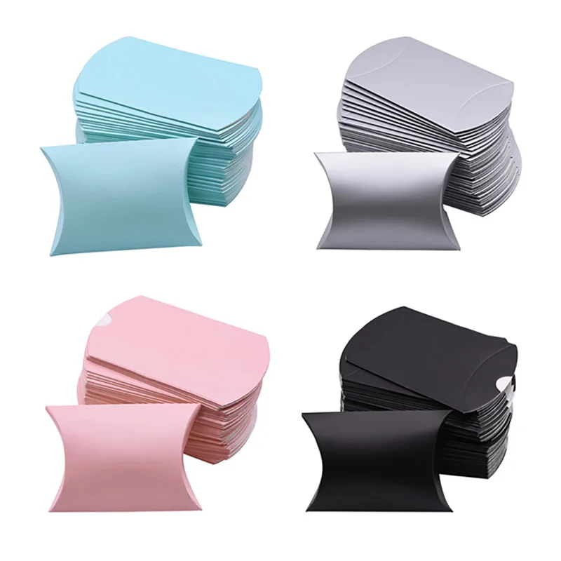 10/20Pcs Kissen Candy Box Kraft Papier Weihnachten Geschenk Verpackung Boxen Candy Taschen Hochzeit Gastgeschenke Geburtstag Party Dekorationen