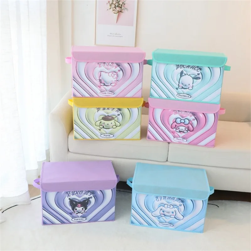 

Kawaii Sanrio Hello Kitty Cinnamoroll Kuromi Storage Box Foldable Home Storage Box Cute Children's Toy Storage Box High Capacity