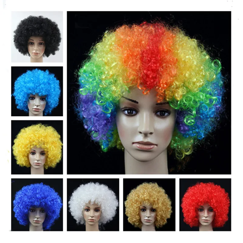 Curly Round Explosion Hair Wig Cosplay Halloween Dance Hairpiece Colourful Funny Clown Fans Afro Hairstyle Fluffy Gift Party