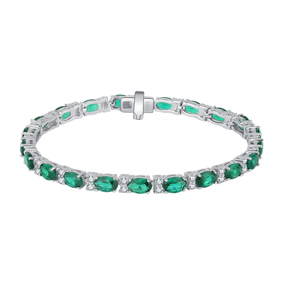 Wong Rain 100% 925 Sterling Silver Emerald Ruby Sapphire High Carbon Diamonds Gemstone Bracelet Bangle Fine Jewelry Wholesale