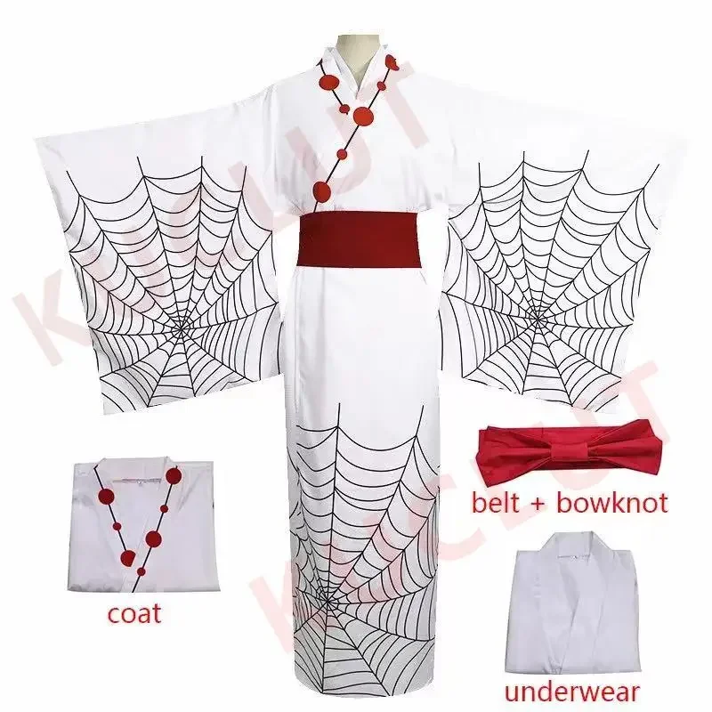 

New Hot Anime Demon Slayer Kimetsu No Yaiba Spider Oni Ayaki Rui Cosplay Costume Men's Kimono Full Set Halloween Party Outfit