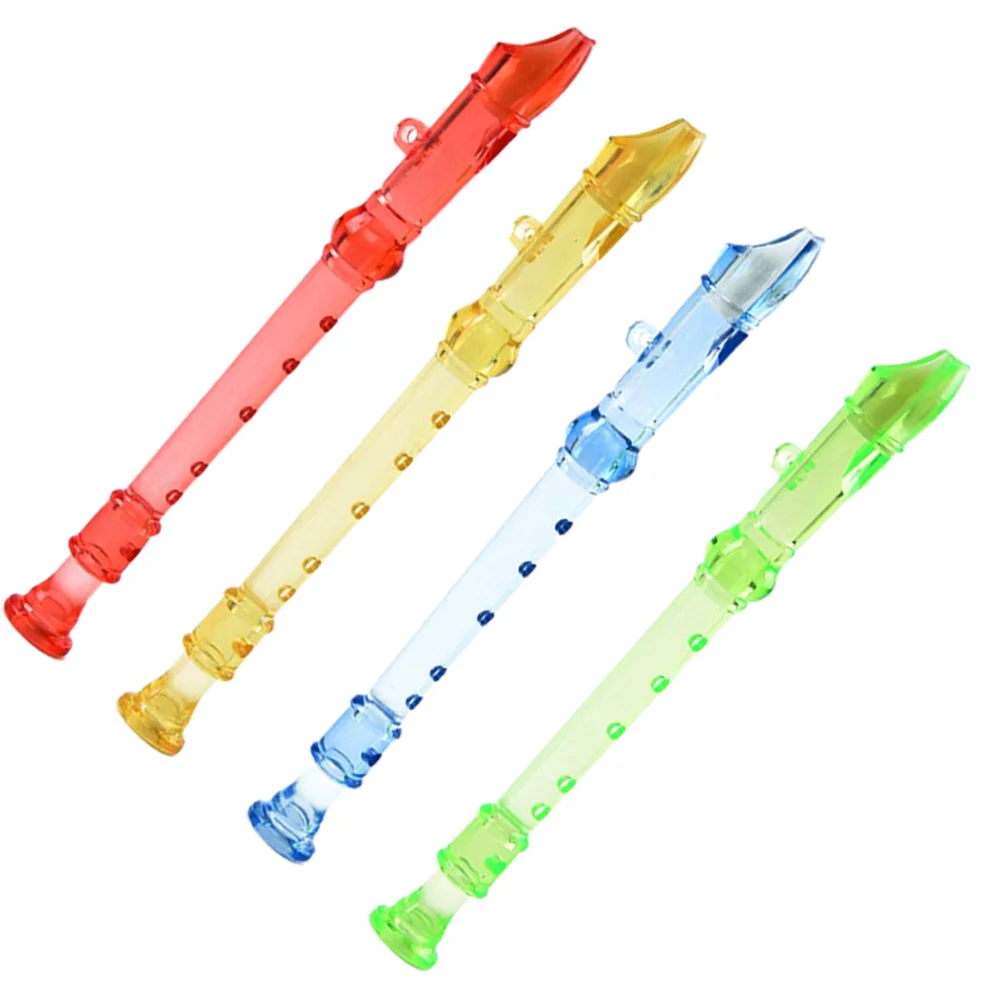 

4pcs 6-Hole Mini Clarinet Transparent Flute Children Beginner Music Playing Wind Instruments (Random Color)