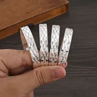 4Pcs 18k 8mm Width 45MM 55MM 65MM 70MM Dubai Baby Cute Bangles For Girl Jewelry Silve Color Bangles Girls Birthday Jewelry Gifts 1
