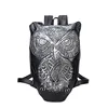 2022 Women Man hop trend Backpack Cool Black PU Leather 3D Graphic Embossed Owl Backpack Female Hot Sale Women Bag 3