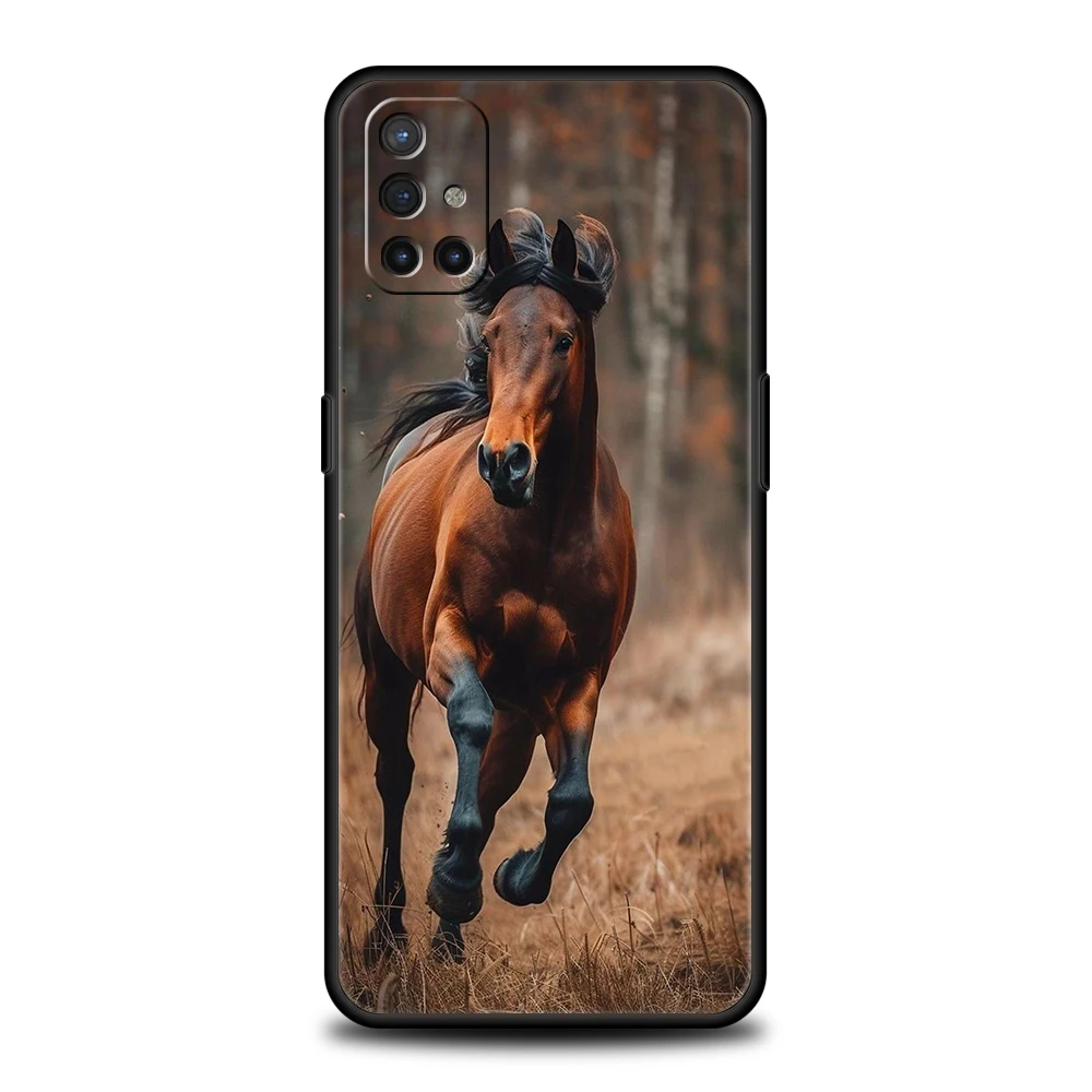 Black and White Galloping Horses Phone Case Cover