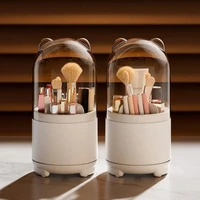 Makeup brush holder with lid 360 degree rotation Makeup brush storage box with lid Makeup storage box dustproof Makeup brush con 1