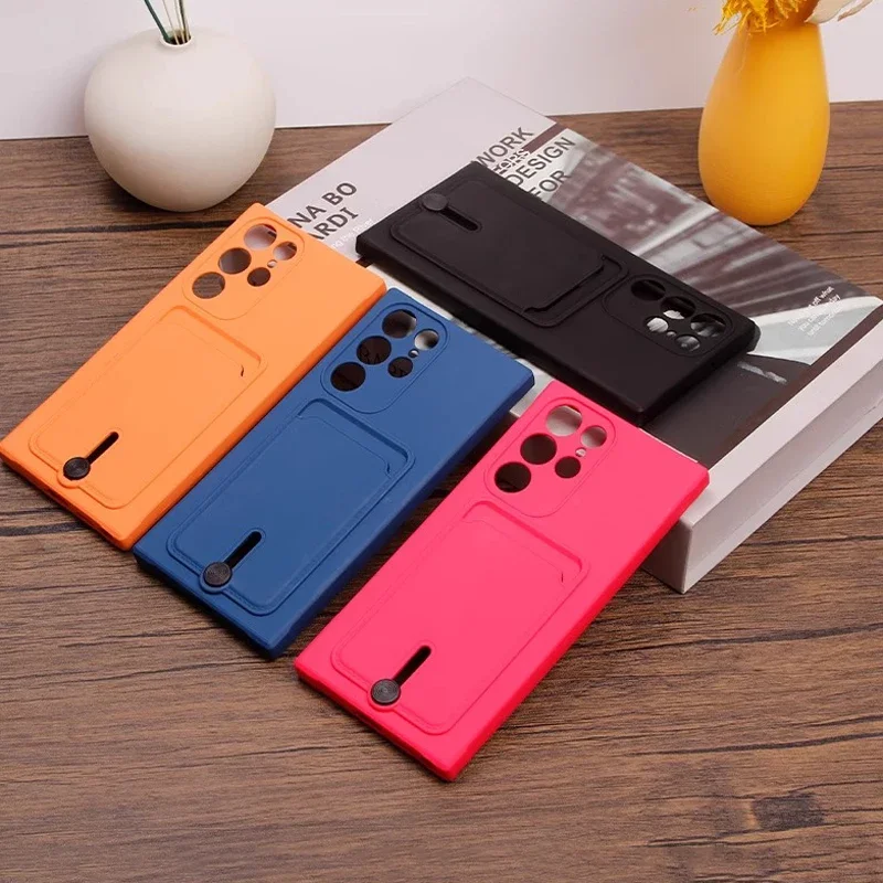 Premium Fine Hole Sliding Card Holder Silicone Phone Case – Shockproof Soft Back Cover