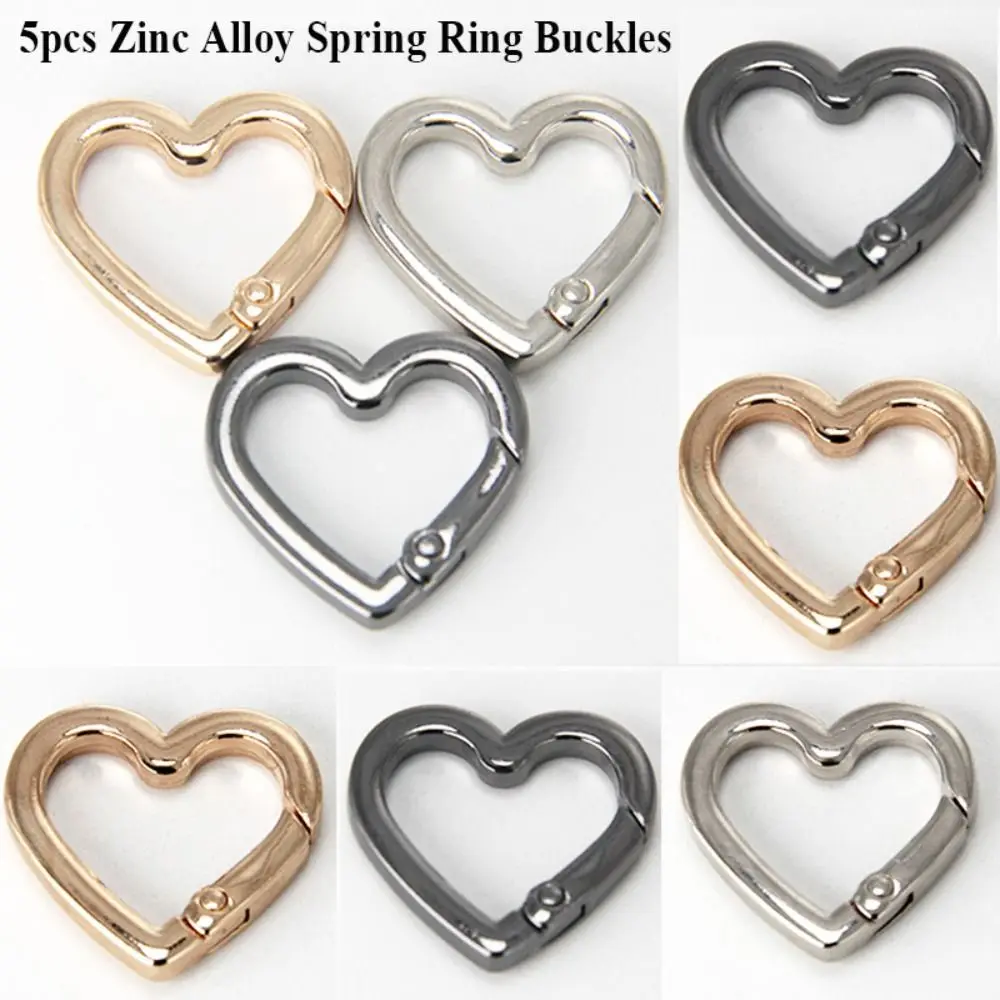 

5pcs Heart Spring Ring Buckles High quality Black gold silver Carabiner Bag Belt Buckle Purses Handbags Buckles
